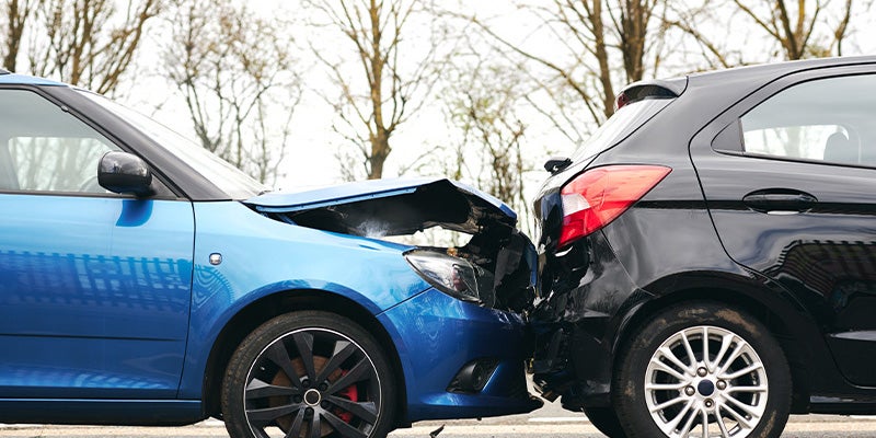 two cars in a collision