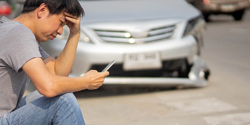 a person making a call immediately after a collision